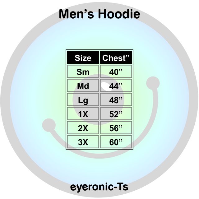 Men's hoodie size chart